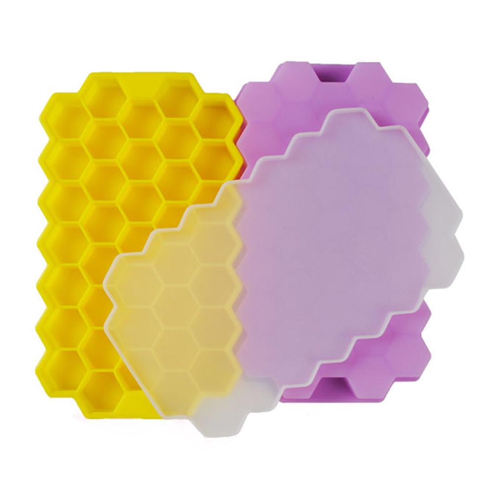 37-Grid Honeycomb Silicone Ice Cube Mold with Cover Ice Tray Home Kitchen DIY Tools