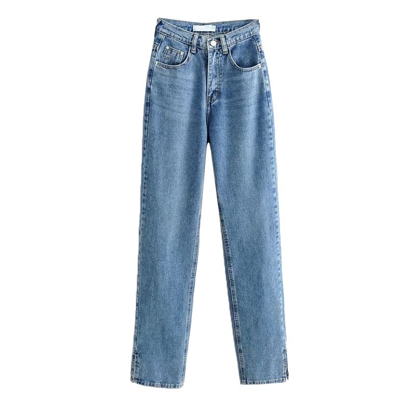 Spring New Arrival Women's Clothing Fashion Style Fashion All-Match Skinny Slimming Retro High Waist Floor Split Denim
