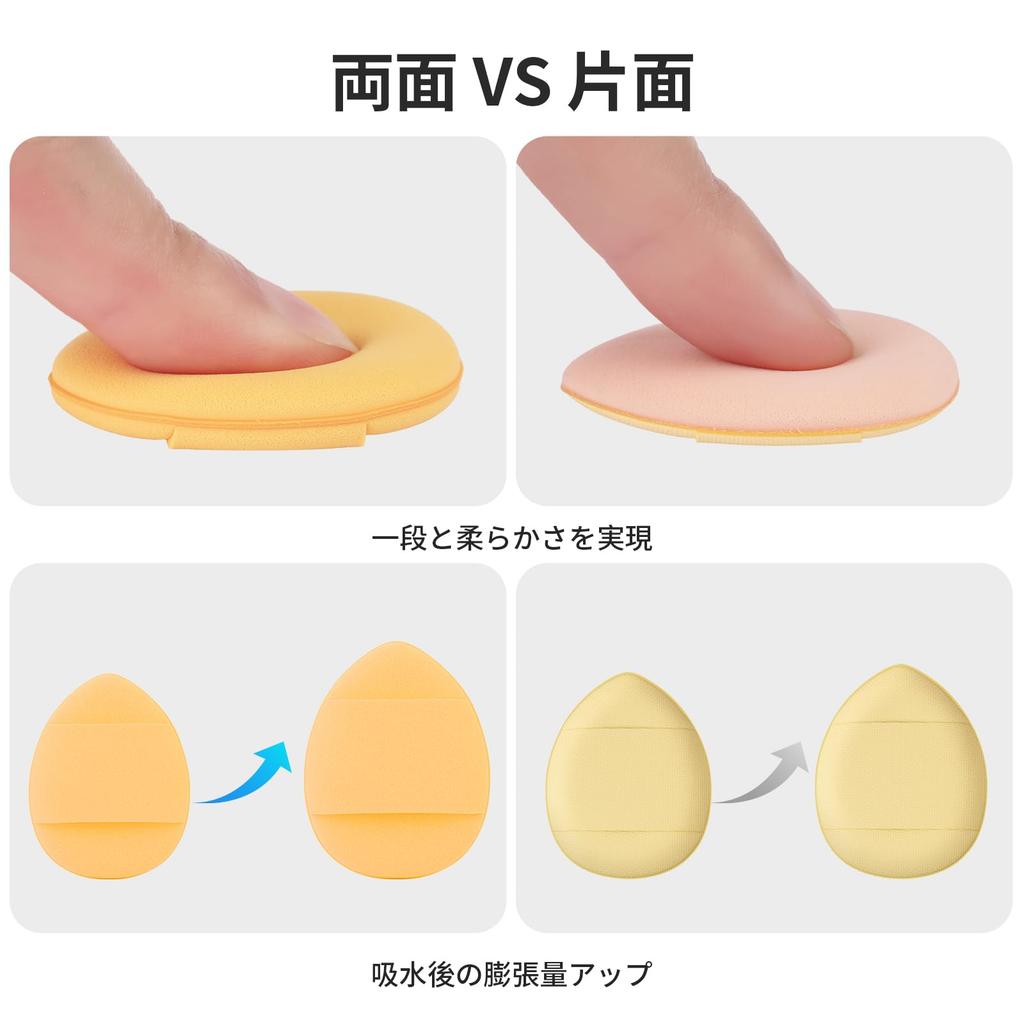 HOOMTREE Finger Mini Sponge with Puff Droplet 6 for Fingertip Cushion Foundation Makeup High Absorbency Puffs, Puffs, Dual-Layer Case, Shape, Colors,