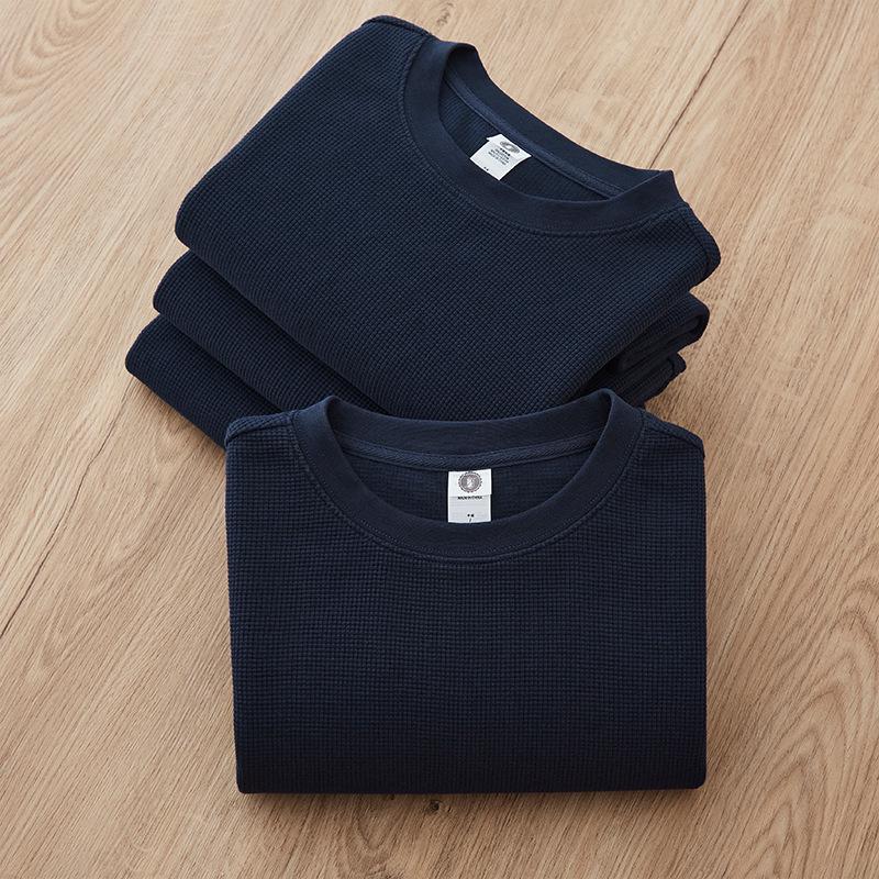 Men's American Retro Heavyweight Waffle Knit Loose Fit Short Sleeve T-Shirt