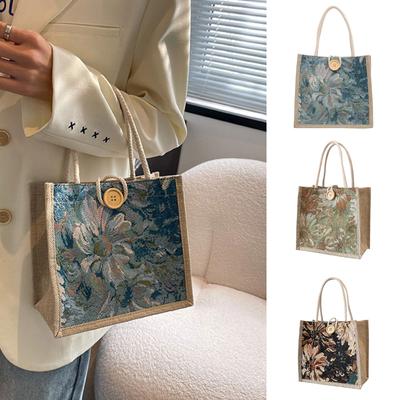 Lunchtasche aus bedrucktem Leinen