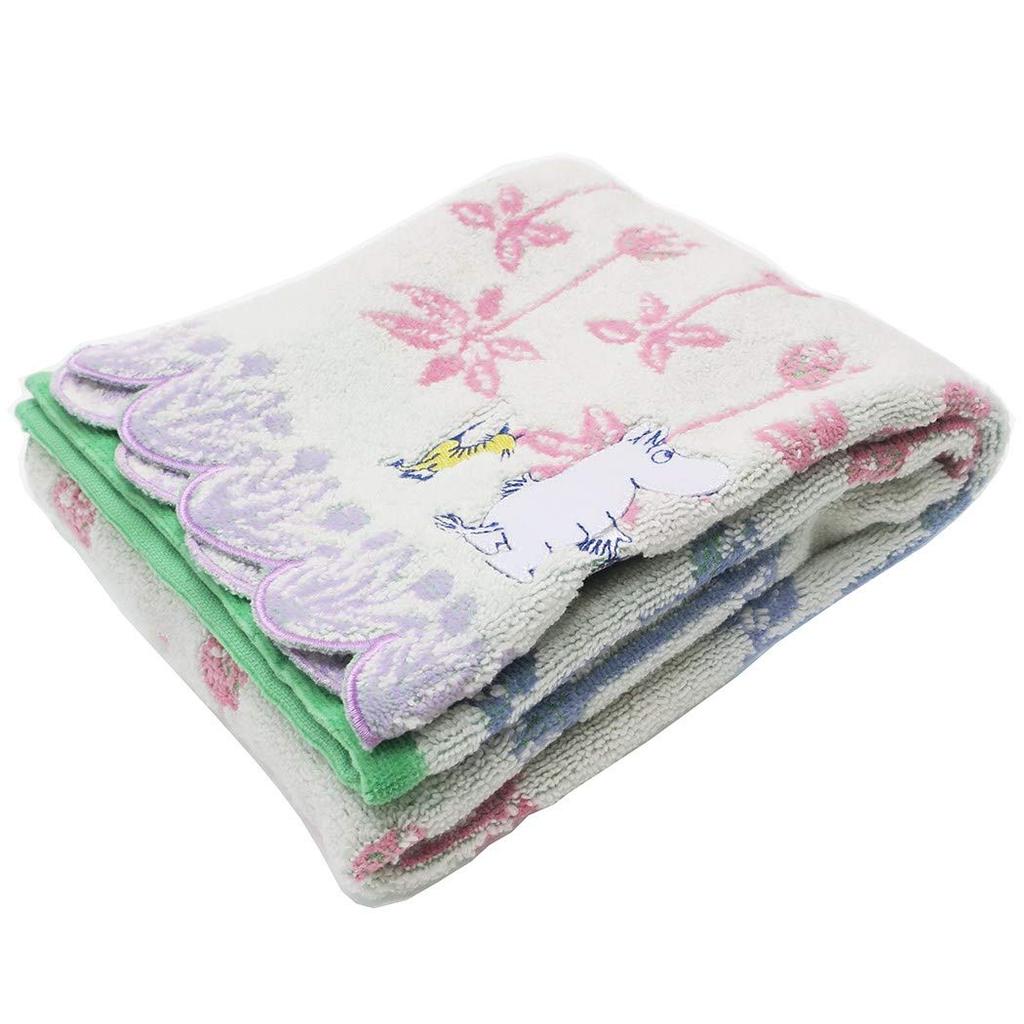 Marushin Mumin Ansikte Blommande Labyrint 1405015400 Handduk, 34x80cm, Applikationsbroderi, No-Twist Garn,