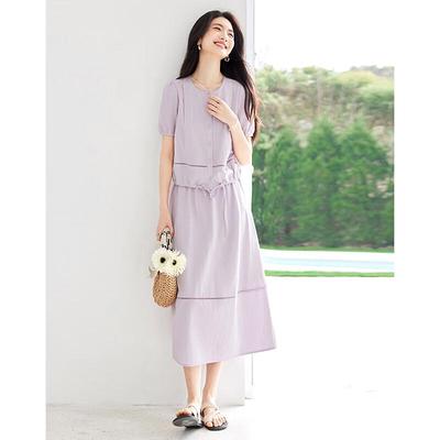 Tencel Cotton Summer Two-Piece Set with A-Line Skirt