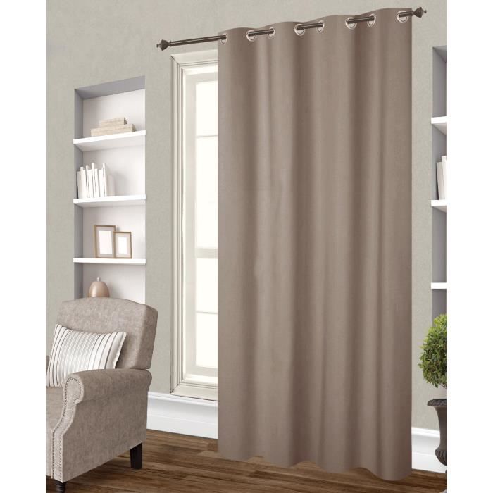 Rideau occultant - 140x260 cm - Taupe clair - Uni - Synthétique