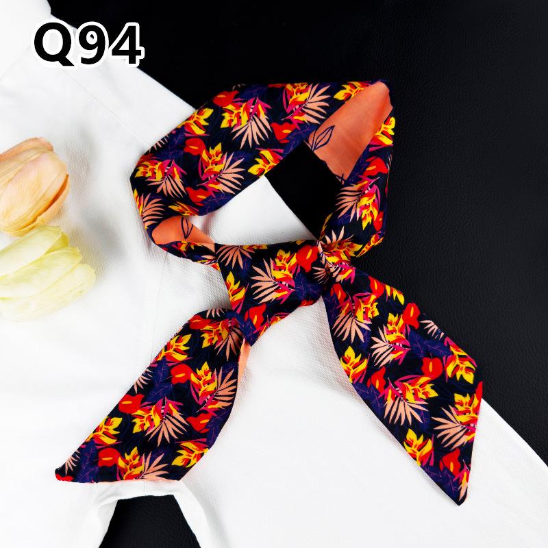 New Long Versatile Silk Scarf Tied Hair Band Bow Letter Floral Streamer Tied Bag Gift Small Silk Scarf
