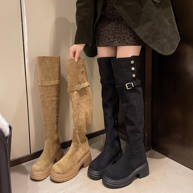6300-1 Huiliya High-heeled Knee Boots Children's Long Boots Thick-soled Thick-heeled 2025 New Autumn and Winter Thin Tall Tube