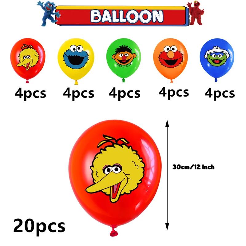 Sesames Streeted Balloon Theme Happy Birthday Banner Party Decoration Supplies Toys Disposable Tableware Background Cake Topper