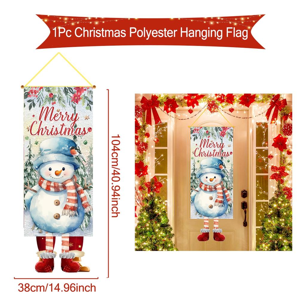 Christmas Snowman Hanging Flag Navidad Natal Noel Door Pendant Banner Merry Christmas Decorations For Home 2025 New Year 2025