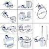 Chrome Plated Wall-mounted Towel Rack Bathroom Hardware Pendant Set Paper Towel Holder Coat Hook Toilet Brush ELA68C
