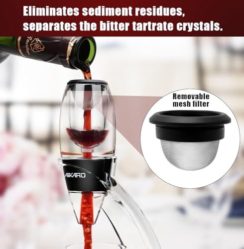 AIKARO - Automatic Wine Aerator Decanter with Filter, Stand & Corkscrew (Set)