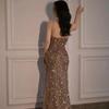 2025 Women's Sexy Sleeveless Backless Sequin Evening Dress with Slit