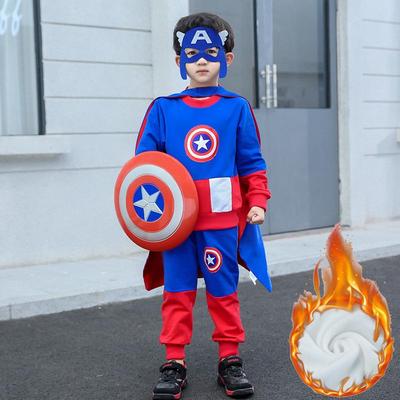 Captain America Fleece-gevoerde Lange Mouw & Broek Set voor Jongens - Herfst/Winter Straatstijl