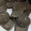 Stylish Distressed Cross Embroidered Baseball Cap Women Adjustable Bend Brim Cotton Hat Fall