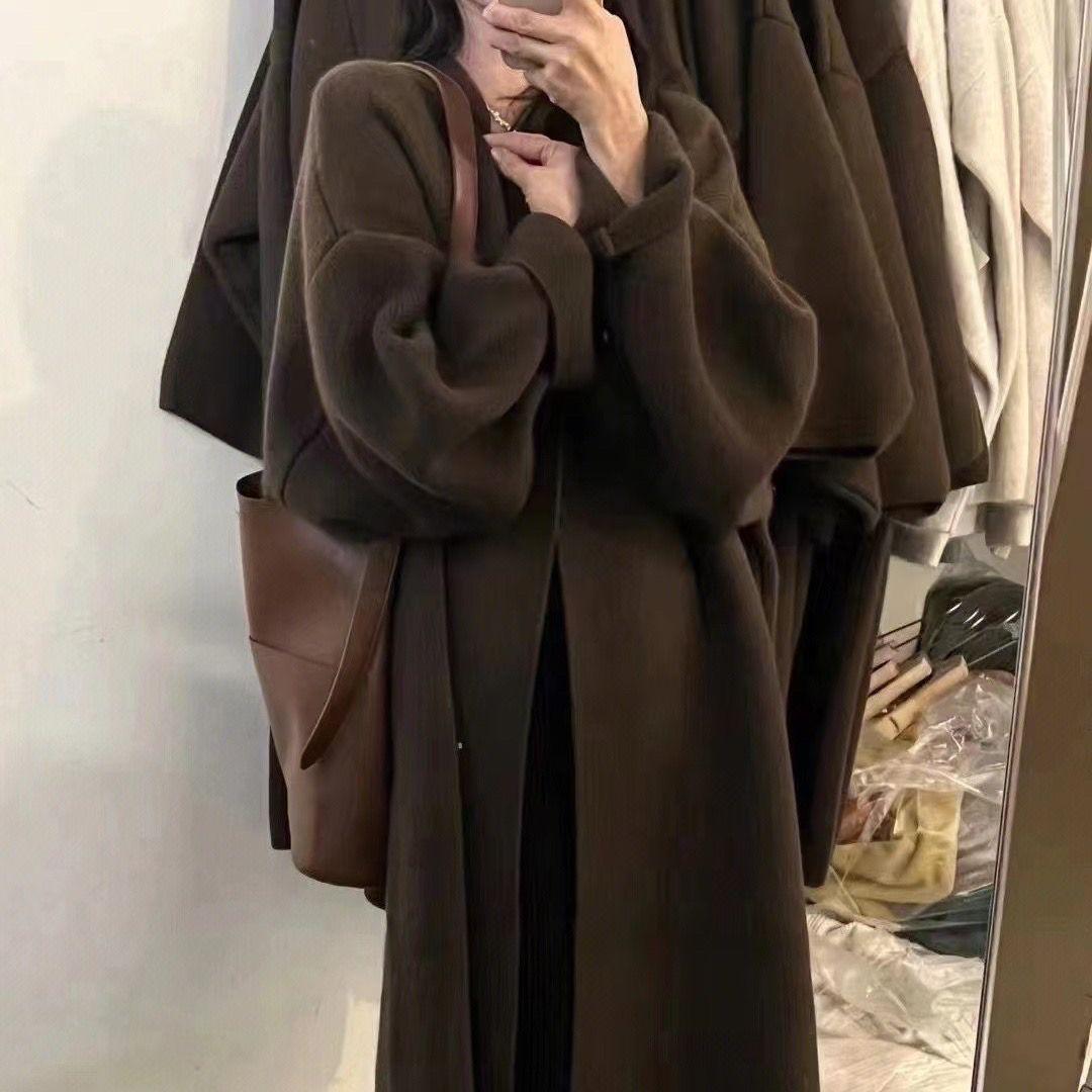 

Уютный вязаный кардиган средней длины: Ботфорты, Свободный крой, Мягкая осенне-зимняя верхняя одежда L (110-120 jin)