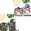 Linen Potholders Mitten Christmas Style Microwave Baking BBQ Glove Thick Anti Hot Oven Mitts Mat