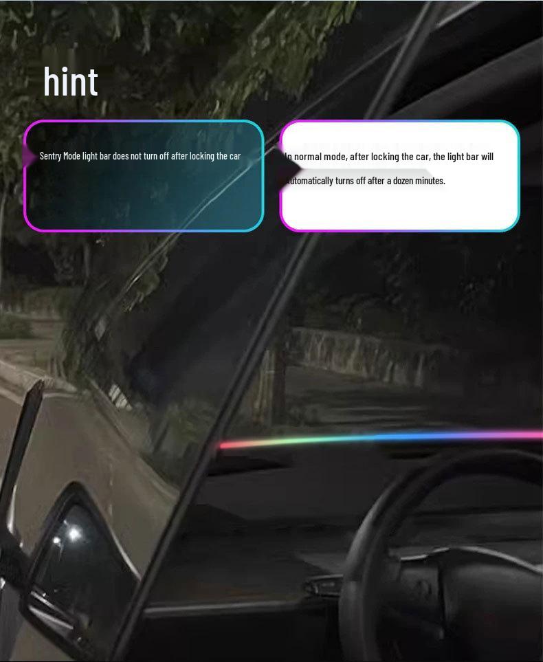 Colorful Acrylic Windshield Soundproof Light: App-Controlled, No Wiring, for Car Decoration.