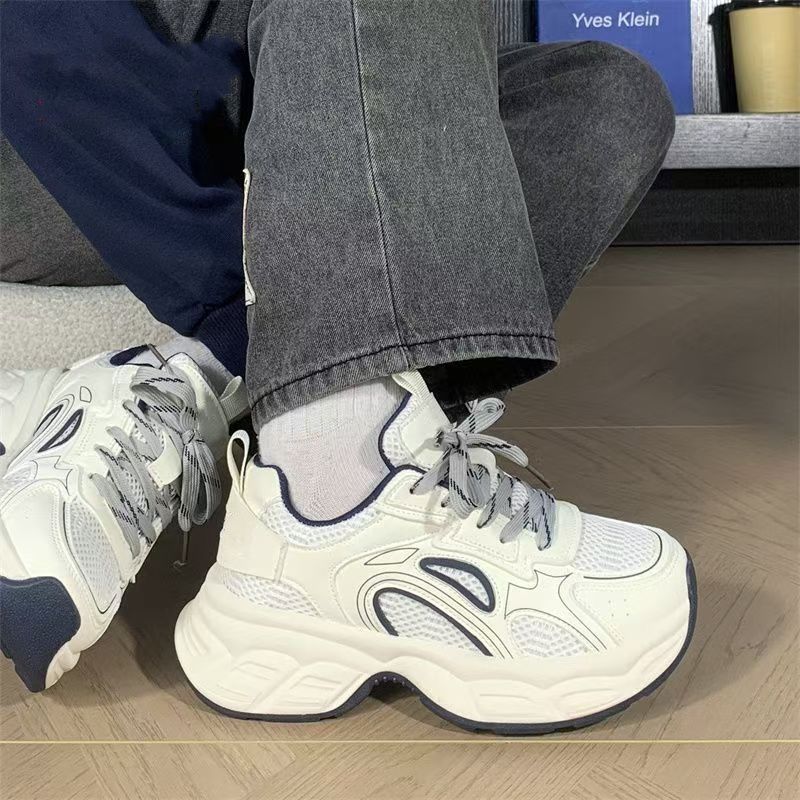 Popular breathable sports shoes women's 2025 summer new versatile retro student casual shoes thick-soled heightening dad shoes