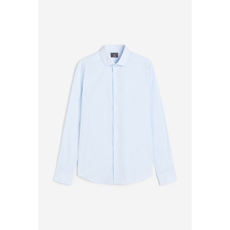 

HM Men s Shirt Autumn Business Gentleman Lapel Silm Stretch Shirt Parka 0841808 Light blue/Stripes 175/108A