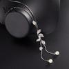 Exquisite Necklace Faux Pearl Tassel Leaves Pendant Accessories Sweater Chain Jewelry Gift for Women