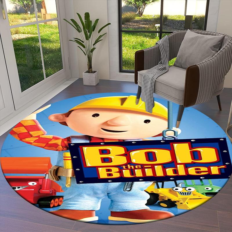 Bob der Baumeister Runder Teppich, Teppich für Wohnzimmer Schlafzimmer Sofa Spielzimmer Dekoration, Rutschfeste Fußmatte38