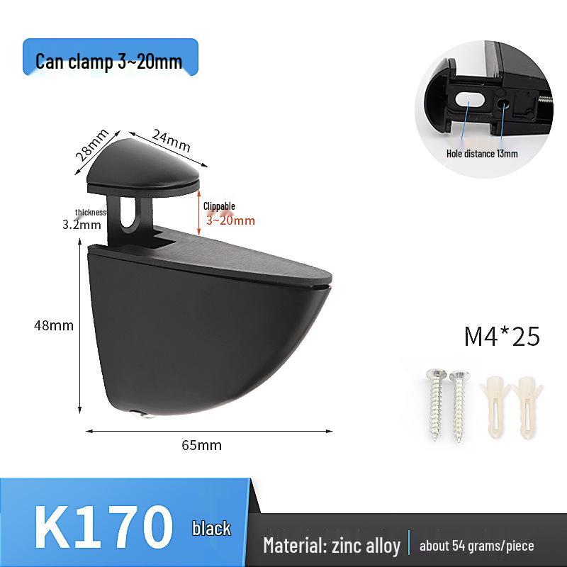 Adjustable Zinc Alloy Glass and Wood Shelf Clamp Bracket