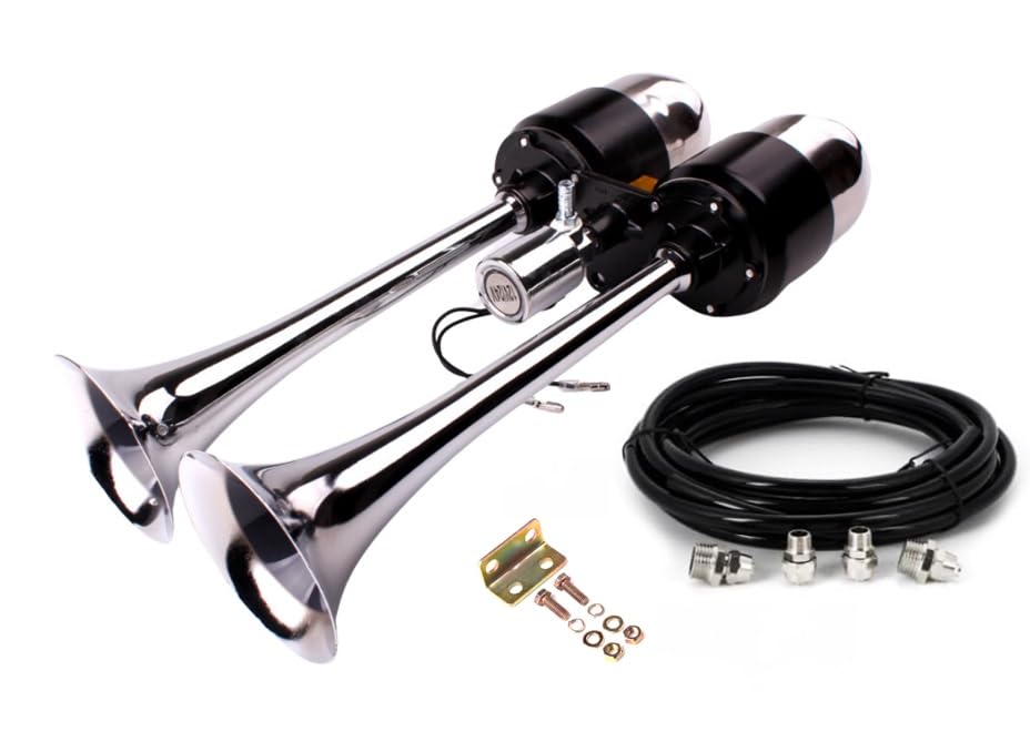 138dB Angled Yankee Horn for Compatible with Dual Trumpet Shinkansen Dual Echo for Decorative and Custom Trucks Cars, 12V/24V, Sound, Horn, Horn,