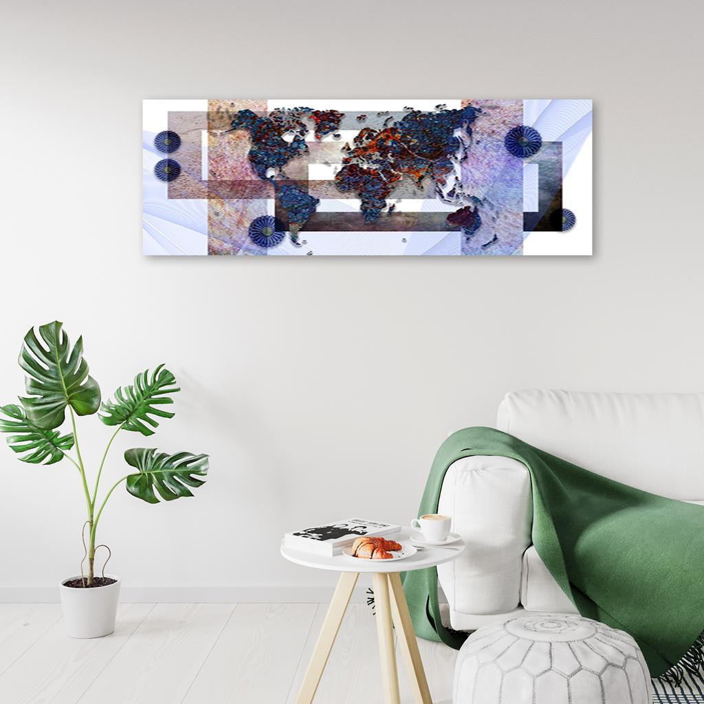 Canvas print, Blue world map