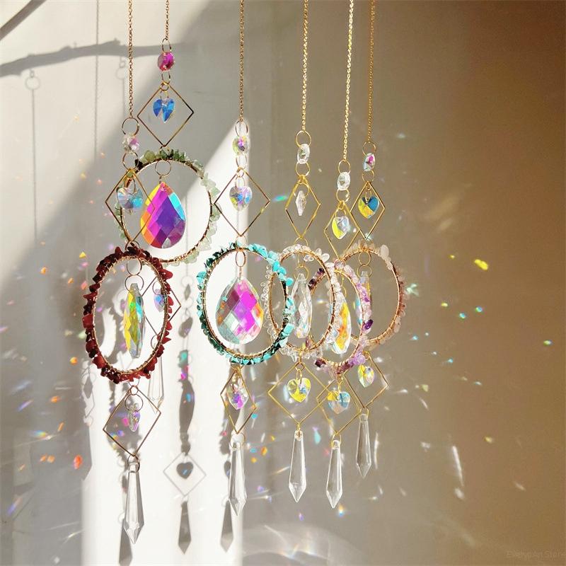 Creative Crystal Wind Chimes Colorful Suncatchers for Windows Hanging Sun Catchers Home Garden Decor Car Ornaments Pendants