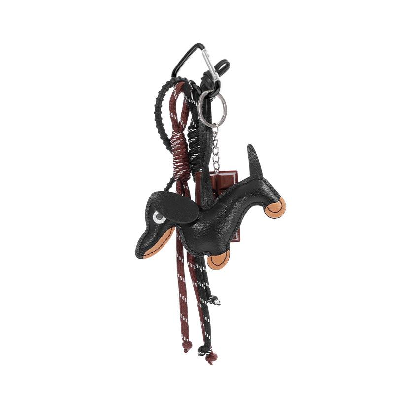 Yogodlns Braided Rope Backpack Pendant Fashion Style PU Leather Dachshund Handbag Hanging Bag Accessories