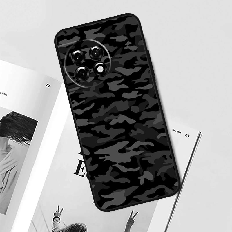 Black Night Camo Camouflage Case For OnePlus Nord CE 5 2 3 4 Lite N30 OnePlus 11 12 13 15 13T 13R 10T 12R 9 10 Pro Cover