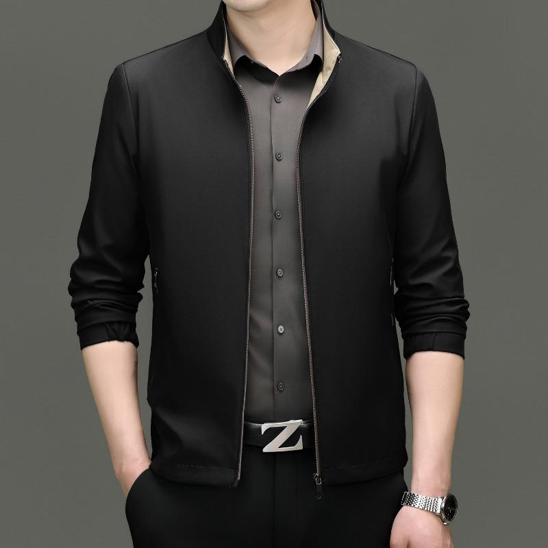 Men's Stable Executive Jacket Stand Collar Spring and Autumn New Casual Large Size Middle-aged Dad Business Jacket Men's Style