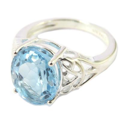 Handmade Silver Ring 'Sissi' Silver Blue Topaz - 12x10 Mm