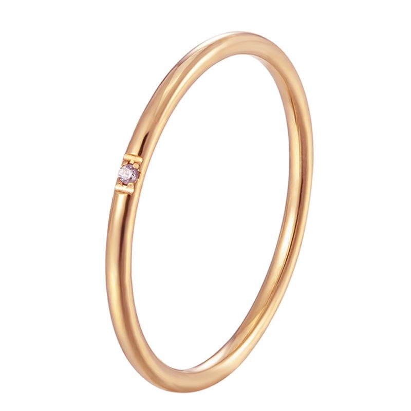 New Fashion 1mm Stainless Steel Cubic Zirconia Thin Finger Ring Fashion Zircon Zircon Wedding Ring