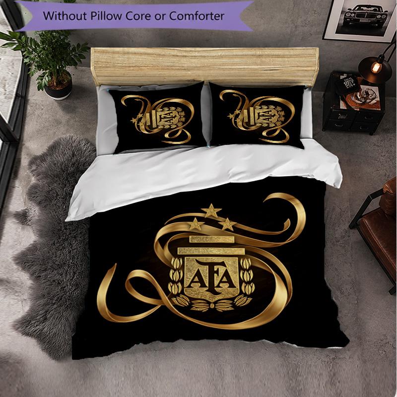 Argentina Football Pattern 3 Pieces Bedding Set Soft Microfiber Duvet Cover with Pillow Cases for Bedroom