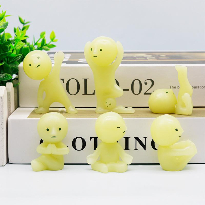 New Blind Box Yoga Series Mini Figure Cute Noctilucent Decoration Doll Bedroom Toilet Series Model Corner Toys Gifts