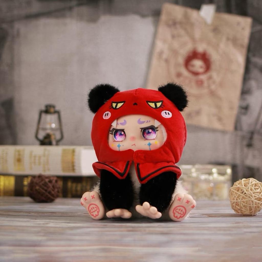 Jujuji Series Plush Keychain  Fluffy Fur and 3D Face Design  8 Types + 2 Secret Types  17cm Sitting Type - 1 Randomly Included in Blind Box