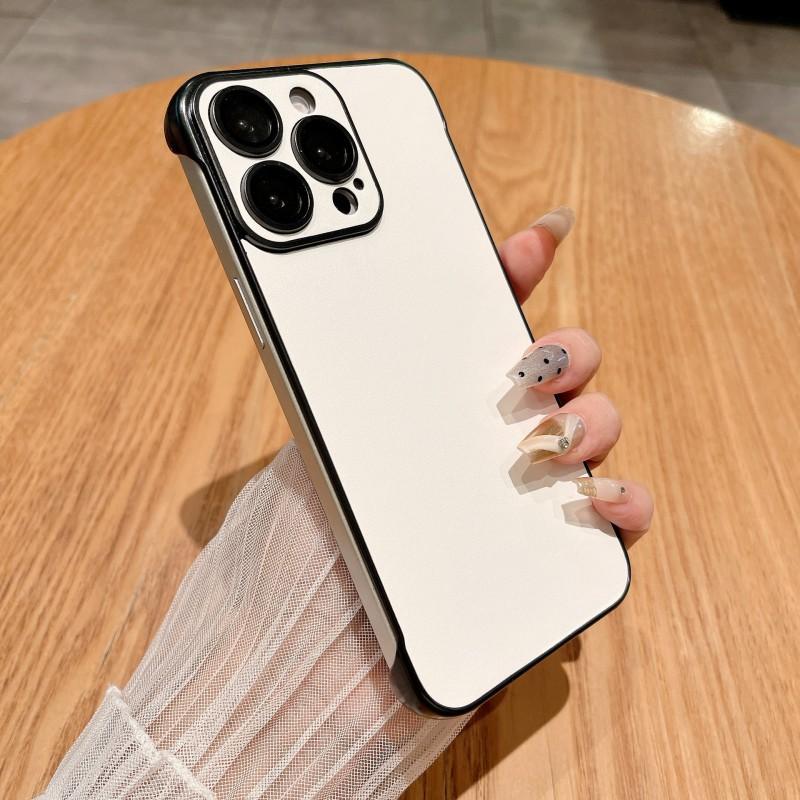 

Dopamine Borderless Suitable 16promax IPhone Case 15pro Leather Lens Film Solid Color Protective iPhone 15 Pro Max белый