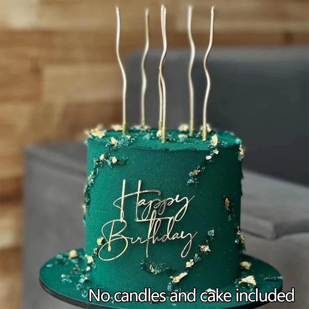 Nová dětská narozeninová party boční vlaječka na dort pro miminko Dárek Zlatý akrylátový Happy Birthday Dortové ozdoby Dortové ozdoby Potřeby na pečení