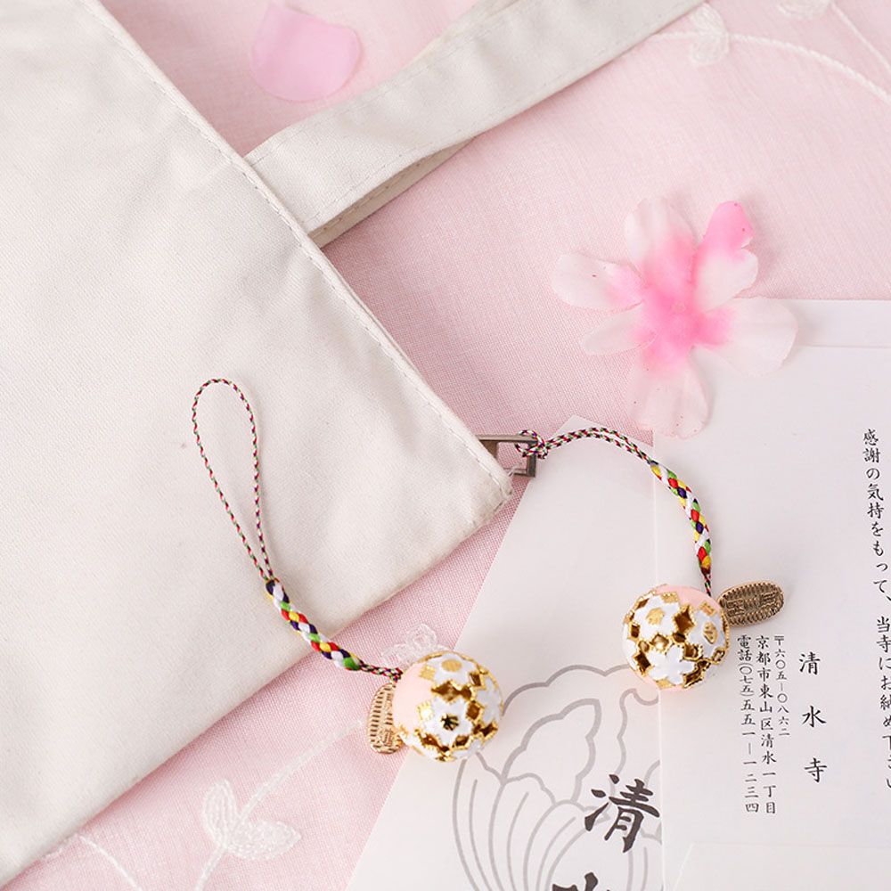Japanese Bring Good Luck Bell Guardian Charm Sakura Keychain Accessories Jewelry Key Ring