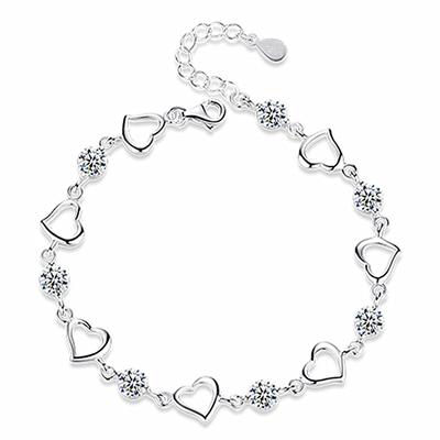 Love Heart Bracelet Female Niche Design Japanese And Korean Simple Heart To Heart White Diamond Trendy Bracelet 