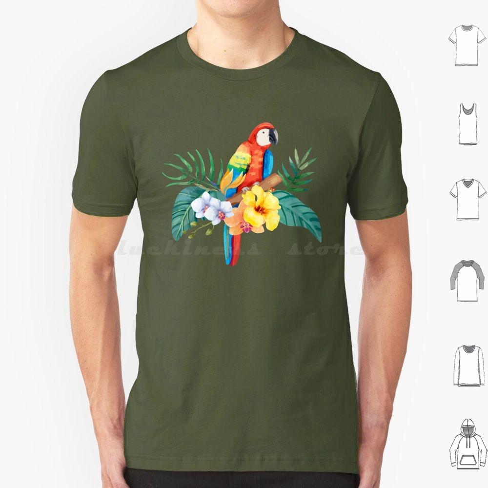 Tropical Parrot T Shirt Cotton Men Women DIY Print Parrothead Buffett Shark Tropical Volcano Parrot Margaritaville Beach