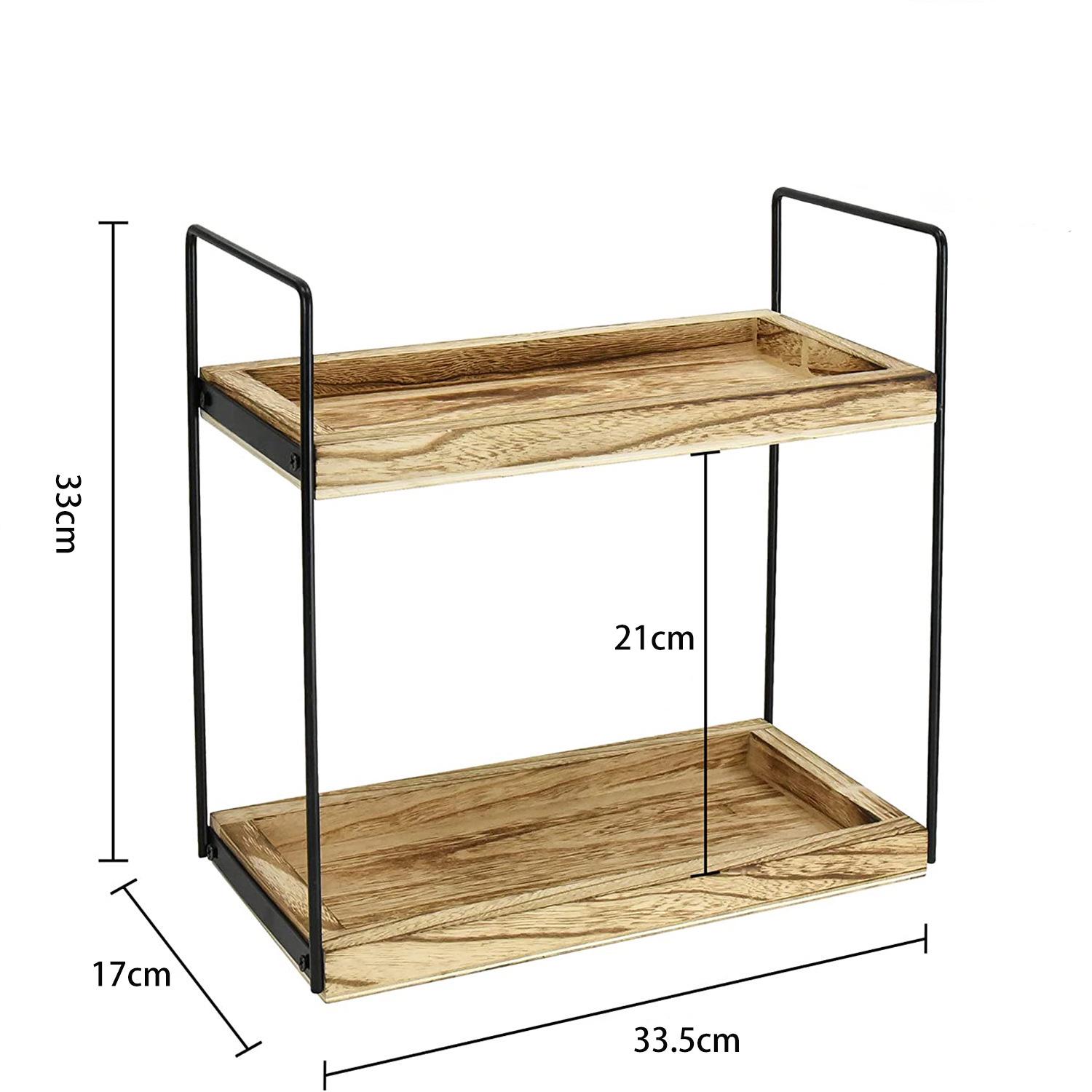 In-Stock Multi-Layer Wooden Storage Rack for Bedroom & Bathroom - No-Punch Installation