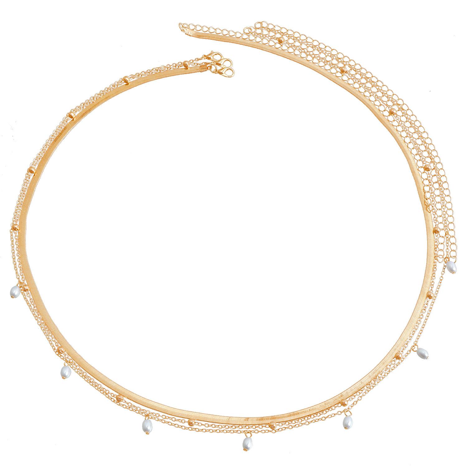 European and American waist chain high-end chain metal temperament fashionable small fragrant style imitation pearl multi-layer body chain