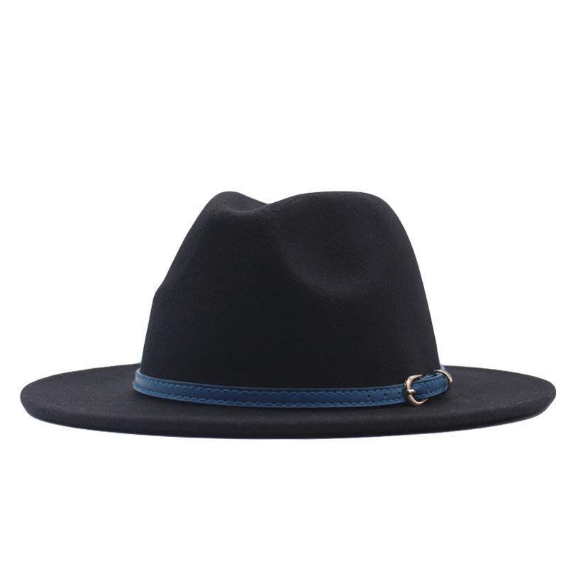 European and American style spring and autumn winter imitation felt big brim hat British retro woolen top hat men's and women's travel Panama jazz hat