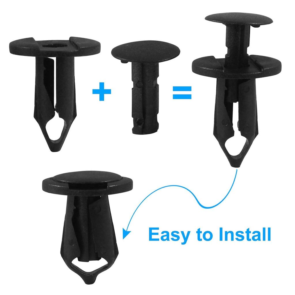 50 Pcs 5/16 Inch Front Bumper Clips Black ATV Retainer | 8mm Push Pin Clips, For Honda Suzuki Kawasaki Polaris