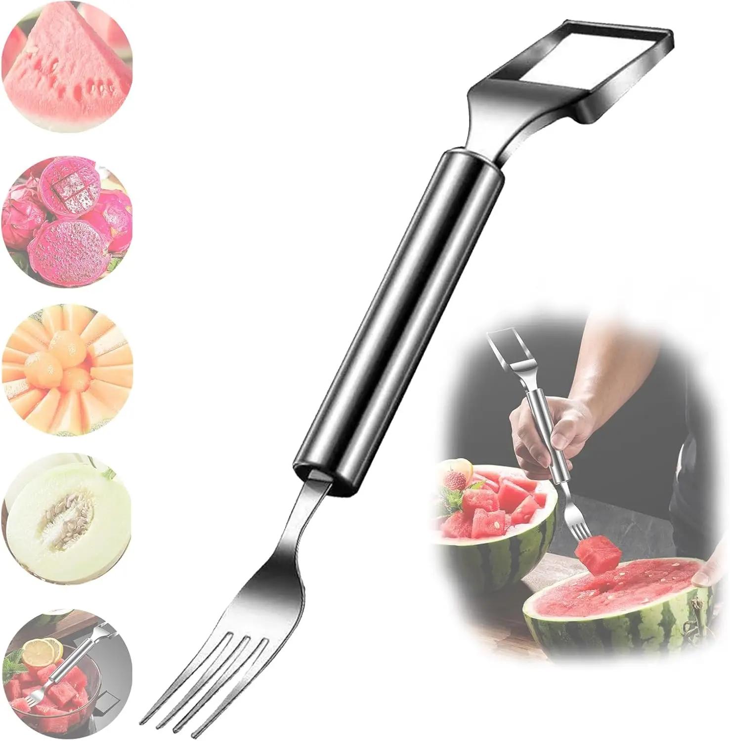 

2-In-1 Stainless Steel Fruit ,2 Pcs 2025 New Watermelon Fork Slicer ,Fruit Fork , Black, SGCD-1 Egg slicer Kitchen items Slicer