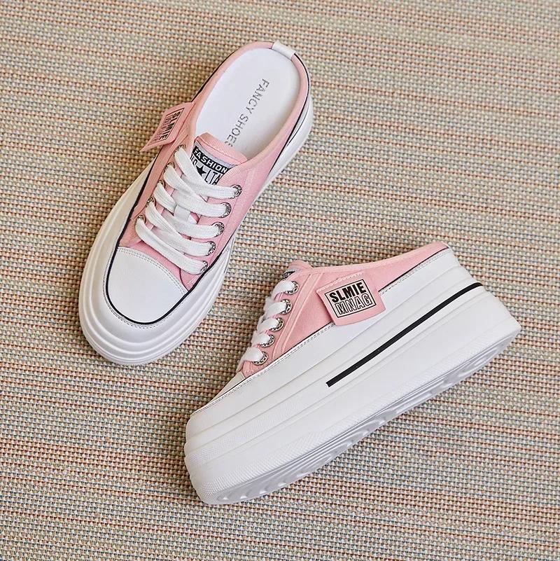 Fashion New Fashion Summer Sports Slippers Womens Vulcanized Shoes Flat Thick Bottom Widening Casual Breathable Sandals Slippers Middle