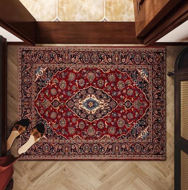 Persian Style Carpet Ethnic Style Woven Geometric Pattern Printed Rug Room Living Room Decoration Retro Home Mat