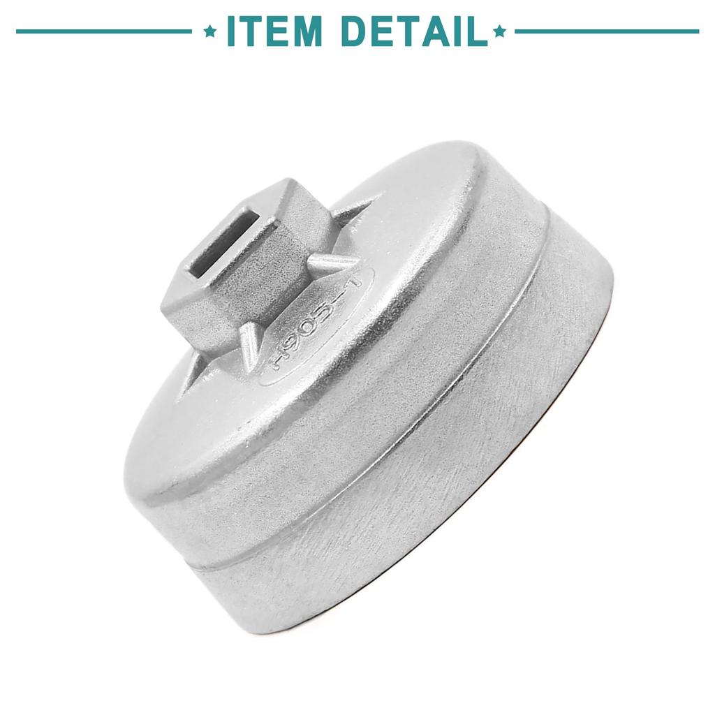 ACROPIX Car Filter Wrench Cap Tool Remover 14 Flutes 74mm Silver Tone 1pc