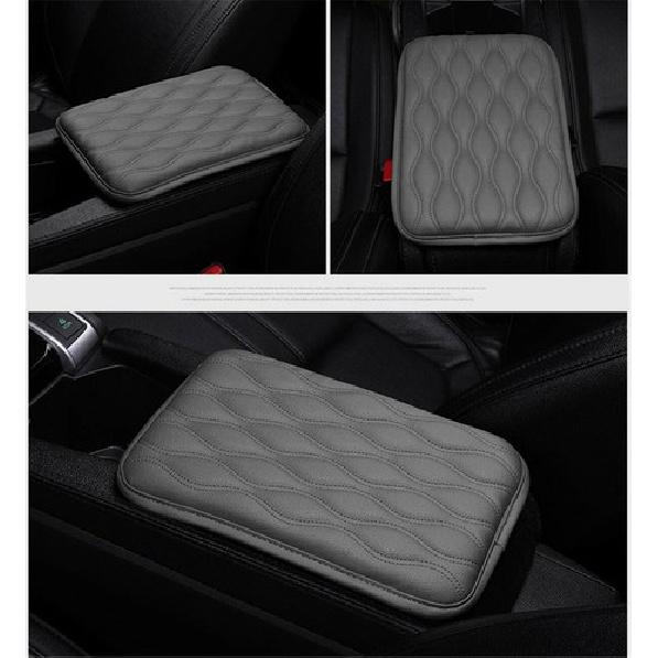 Car Center Console Box Armrest Cover Gray Leather Protector Cushion Pad For Rest